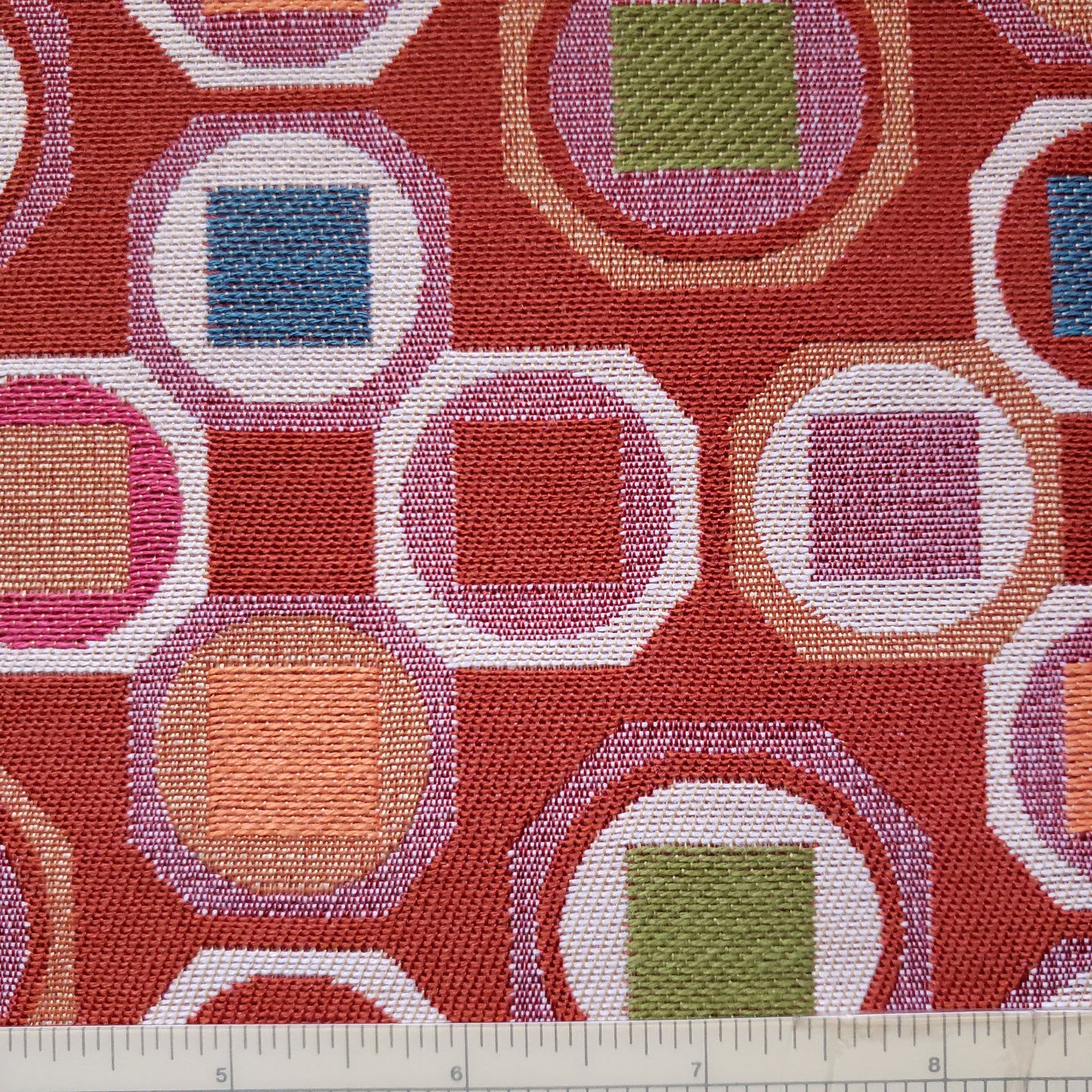 Octagon Tiles on Rust Fabric