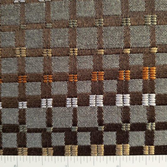 Undulating Plaid in Browns Fabric