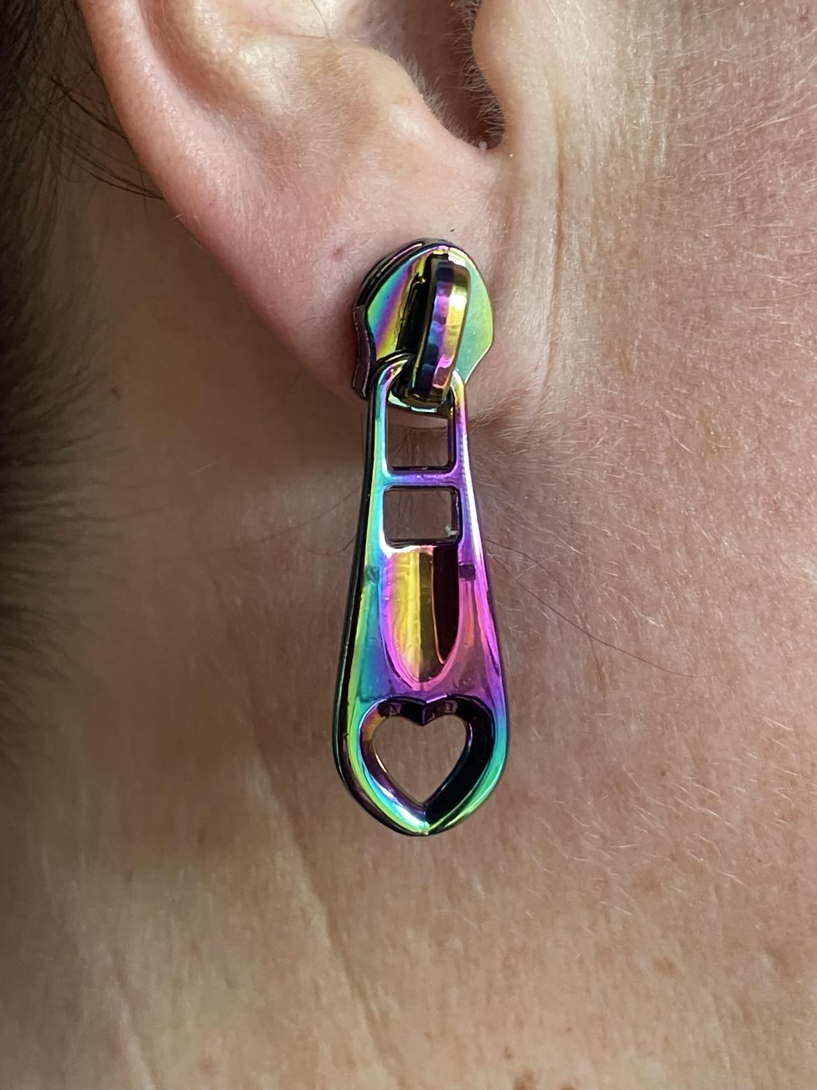 Rainbow Drop Heart Earring