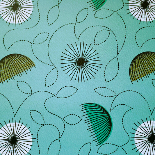 Garden Party in Aqua Enviroleather