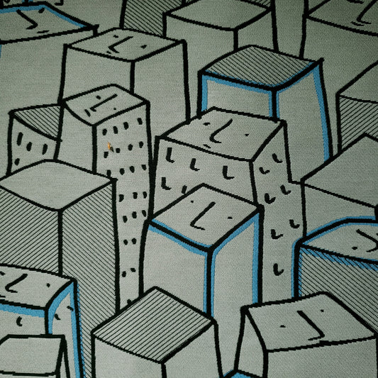 Heart of the City in Gray with Blue Fabric
