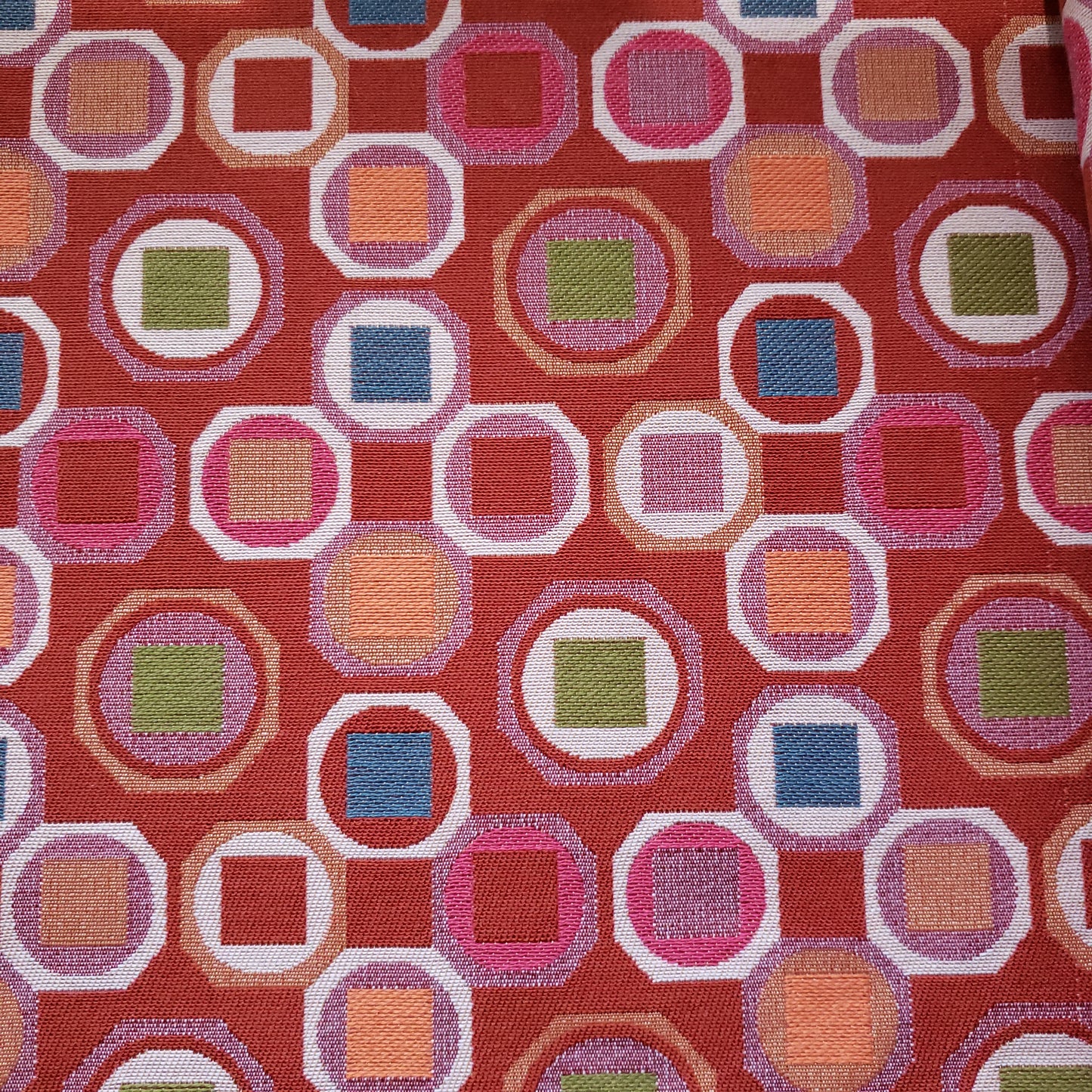 Octagon Tiles on Rust Fabric