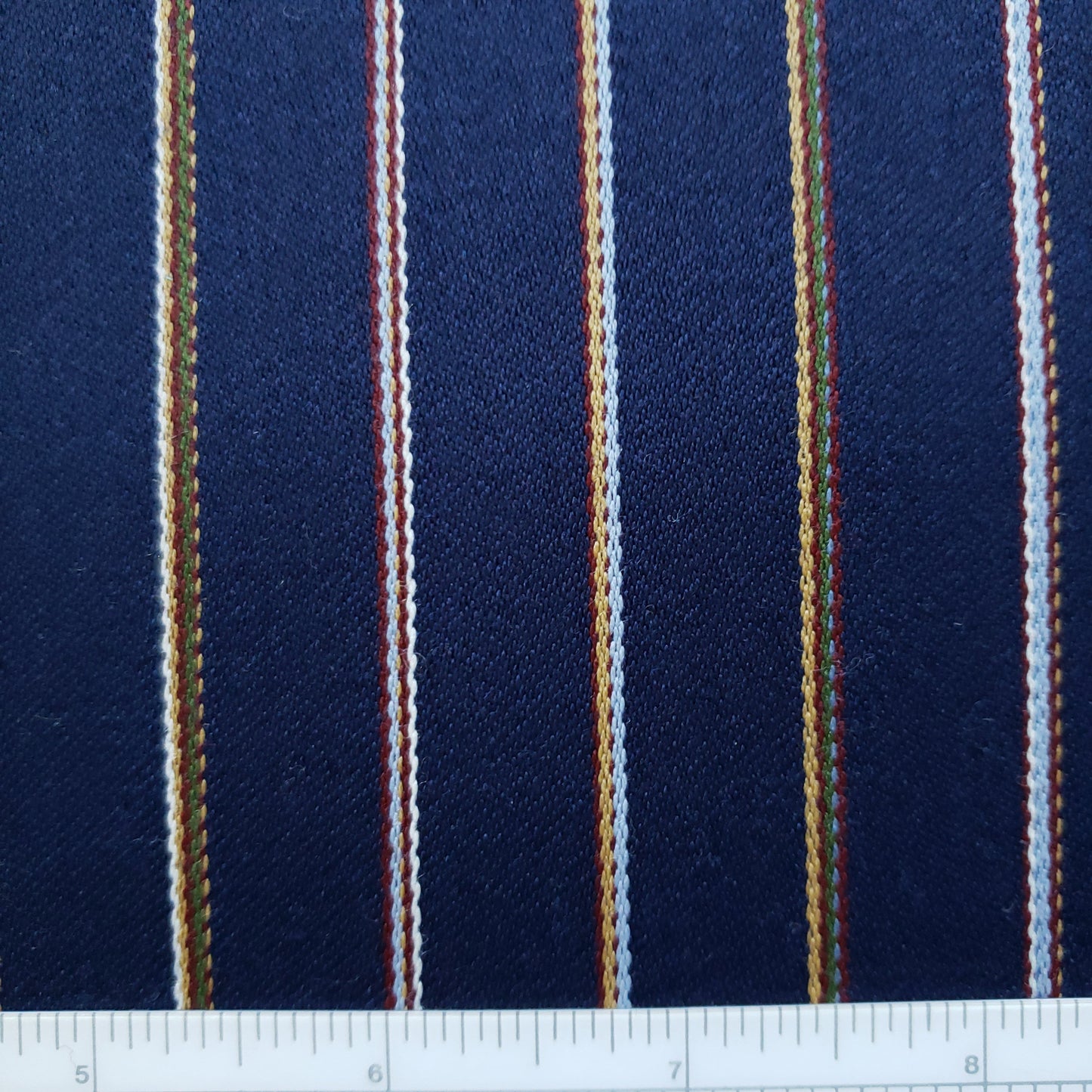 Preppy Navy Stripe Wool Fabric