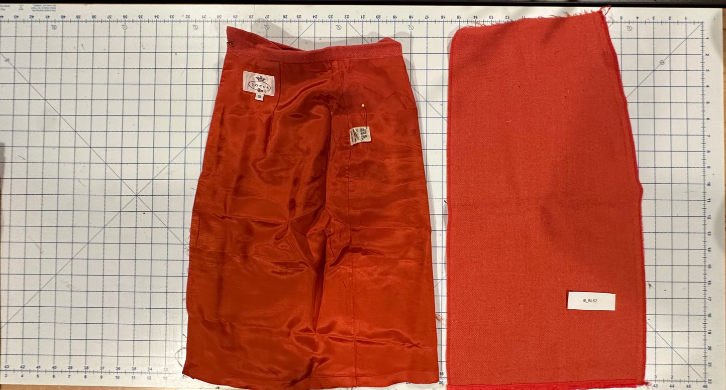 Coral/Orange Wool Skirt- Deconstructed