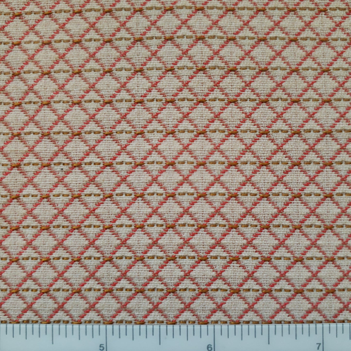 Shrimp Diamond Grid Fabric