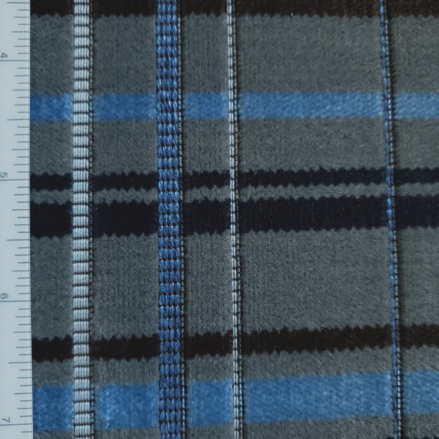 Chenille Plaid in Blue Fabric